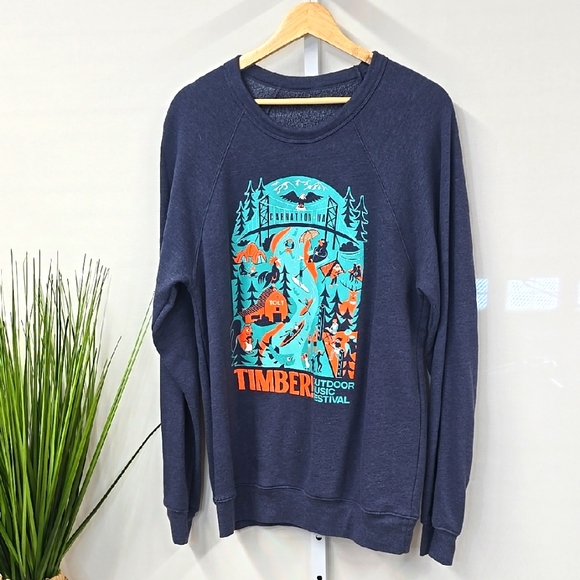 Tops - Music Festival Blue Crewneck Sweatshirt Large